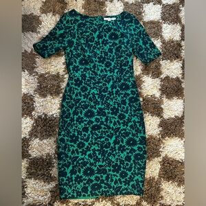Boden Half Sleeve Floral Pencil midi Dress 6 | Size: 6 | Color: Green, Blue
